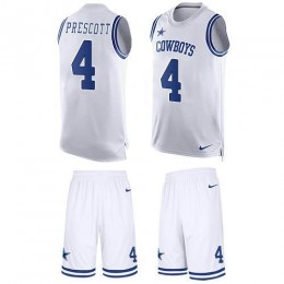 Cowboys #4 Dak Prescott White Men's Stitched NFL Limited Tank Top Suit Jersey