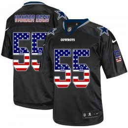 Cowboys #55 Leighton Vander Esch Black Men's Stitched NFL Elite USA Flag Fashion Jersey