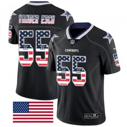 Cowboys #55 Leighton Vander Esch Black Men's Stitched NFL Limited Rush USA Flag Jersey