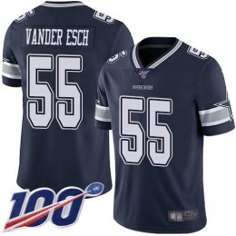 Cowboys #55 Leighton Vander Esch Navy Blue Team Color Men's Stitched NFL 100th Season Vapor Limited Jersey
