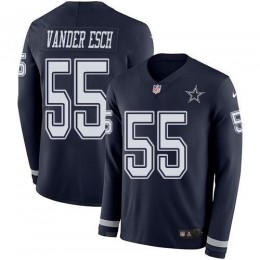 Cowboys #55 Leighton Vander Esch Navy Blue Team Color Men's Stitched NFL Limited Therma Long Sleeve Jersey
