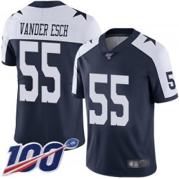 Cowboys #55 Leighton Vander Esch Navy Blue Thanksgiving Men's Stitched NFL 100th Season Vapor Throwback Limited Jersey