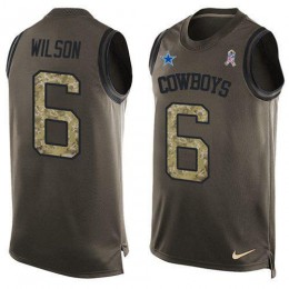 Cowboys #6 Donovan Wilson Green Men's Stitched NFL Limited Salute To Service Tank Top Jersey