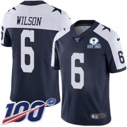Cowboys #6 Donovan Wilson Navy Blue Thanksgiving Men's Stitched With Established In 1960 Patch NFL 100th Season Vapor Untouchable Limited Throwback Je