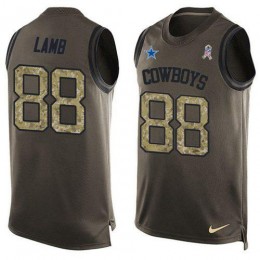 Cowboys #88 CeeDee Lamb Green Men's Stitched NFL Limited Salute To Service Tank Top Jersey