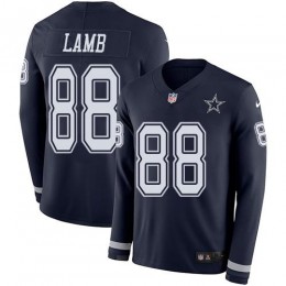 Cowboys #88 CeeDee Lamb Navy Blue Team Color Men's Stitched NFL Limited Therma Long Sleeve Jersey