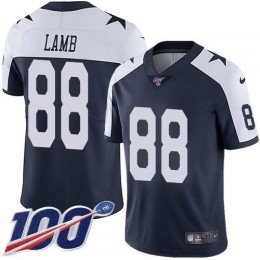 Cowboys #88 CeeDee Lamb Navy Blue Thanksgiving Men's Stitched NFL 100th Season Vapor Throwback Limited Jersey