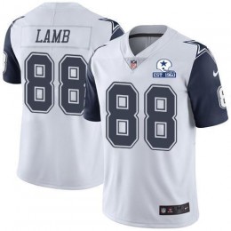 Cowboys #88 CeeDee Lamb White Men's Stitched With Established In 1960 Patch NFL Limited Rush Jersey