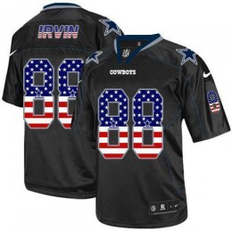 Cowboys #88 Michael Irvin Black Men's Stitched NFL Elite USA Flag Fashion Jersey