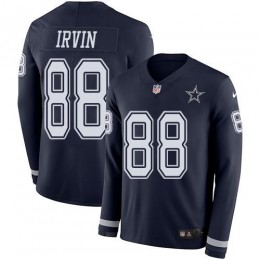 Cowboys #88 Michael Irvin Navy Blue Team Color Men's Stitched NFL Limited Therma Long Sleeve Jersey