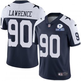 Cowboys #90 DeMarcus Lawrence Navy Blue Thanksgiving Men's Stitched With Established In 1960 Patch NFL Vapor Untouchable Limited Throwback Jersey