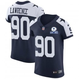 Cowboys #90 DeMarcus Lawrence Navy Blue Thanksgiving Men's Stitched With Established In 1960 Patch NFL Vapor Untouchable Throwback Elite Jersey