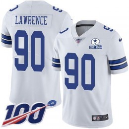 Cowboys #90 DeMarcus Lawrence White Men's Stitched With Established In 1960 Patch NFL 100th Season Vapor Untouchable Limited Jersey