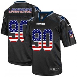 Cowboys #90 Demarcus Lawrence Black Men's Stitched NFL Elite USA Flag Fashion Jersey