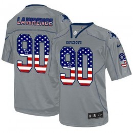 Cowboys #90 Demarcus Lawrence Grey Men's Stitched NFL Elite USA Flag Fashion Jersey