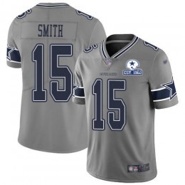 Dallas Cowboys #15 Devin Smith Gray Men's Stitched With Established In 1960 Patch NFL Limited Inverted Legend Jersey