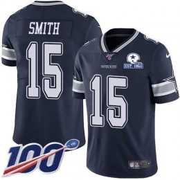 Dallas Cowboys #15 Devin Smith Navy Blue Team Color Men's Stitched With Established In 1960 Patch NFL 100th Season Vapor Untouchable Limited Jersey Me