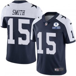 Dallas Cowboys #15 Devin Smith Navy Blue Thanksgiving Men's Stitched With Established In 1960 Patch NFL Vapor Untouchable Limited Throwback Jersey Men