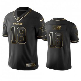 Dallas Cowboys #18 Randall Cobb Black Golden Limited Edition Stitched NFL Jersey