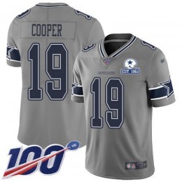 Dallas Cowboys #19 Amari Cooper Gray Men's Stitched With Established In 1960 Patch NFL Limited Inverted Legend 100th Season Jersey