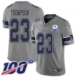 Dallas Cowboys #23 Darian Thompson Gray Men's Stitched With Established In 1960 Patch NFL Limited Inverted Legend 100th Season Jersey