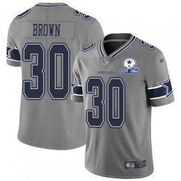 Dallas Cowboys #30 Anthony Brown Gray Men's Stitched With Established In 1960 Patch NFL Limited Inverted Legend Jersey