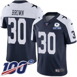 Dallas Cowboys #30 Anthony Brown Navy Blue Thanksgiving Men's Stitched With Established In 1960 Patch NFL 100th Season Vapor Untouchable Limited Throw