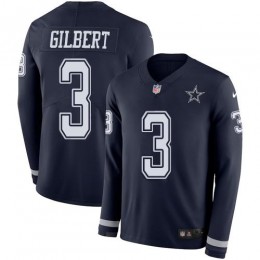 Dallas Cowboys #3 Garrett Gilbert Navy Blue Team Color Men's Stitched NFL Limited Therma Long Sleeve Jersey