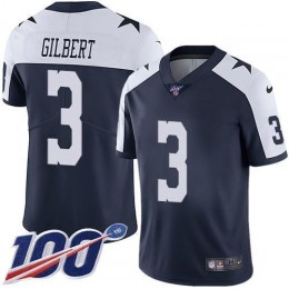 Dallas Cowboys #3 Garrett Gilbert Navy Blue Thanksgiving Men's Stitched NFL 100th Season Vapor Throwback Limited Jersey