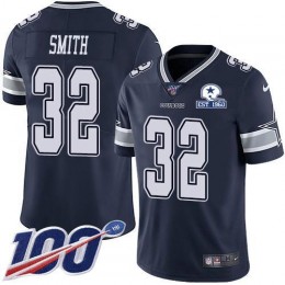 Dallas Cowboys #32 Saivion Smith Navy Blue Team Color Men's Stitched With Established In 1960 Patch NFL 100th Season Vapor Untouchable Limited Jersey