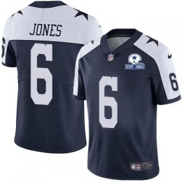 Dallas Cowboys #6 Chris Jones Navy Blue Thanksgiving Men's Stitched With Established In 1960 Patch NFL Vapor Untouchable Limited Throwback Jersey Men’