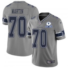 Dallas Cowboys #70 Zack Martin Gray Men's Stitched With Established In 1960 Patch NFL Limited Inverted Legend Jersey