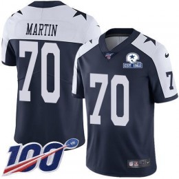 Dallas Cowboys #70 Zack Martin Navy Blue Thanksgiving Men's Stitched With Established In 1960 Patch NFL 100th Season Vapor Untouchable Limited Throwba
