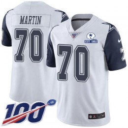 Dallas Cowboys #70 Zack Martin White Men's Stitched With Established In 1960 Patch NFL Limited Rush 100th Season Jersey