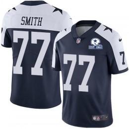 Dallas Cowboys #77 Tyron Smith Navy Blue Thanksgiving Men's Stitched With Established In 1960 Patch NFL Vapor Untouchable Limited Throwback Jersey Men