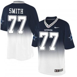 Dallas Cowboys #77 Tyron Smith Navy Blue/White Men's Stitched NFL Elite Fadeaway Fashion Jersey