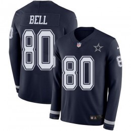 Dallas Cowboys #80 Blake Bell Navy Blue Team Color Men's Stitched NFL Limited Therma Long Sleeve Jersey