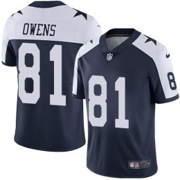 Dallas Cowboys #81 Terrell Owens Navy Blue Thanksgiving Men's Stitched NFL Vapor Untouchable Limited Throwback Jersey