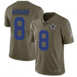 Dallas Cowboys #8 Troy Aikman Olive Men's Stitched NFL Limited 2017 Salute To Service Jersey