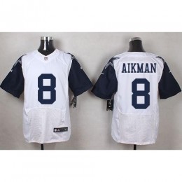 Dallas Cowboys #8 Troy Aikman White Men's Stitched NFL Elite Rush Jersey