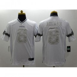 Dallas Cowboys #8 Troy Aikman White Men's Stitched NFL Limited Platinum Jersey