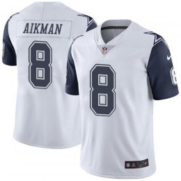 Dallas Cowboys #8 Troy Aikman White Men's Stitched NFL Limited Rush Jersey
