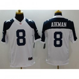 Dallas Cowboys #8 Troy Aikman White Thanksgiving Throwback Men's Stitched NFL Limited Jersey