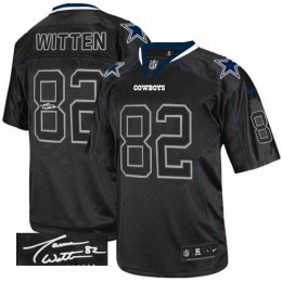 Dallas Cowboys #82 Jason Witten Lights Out Black Men's Stitched NFL Elite Autographed Jersey