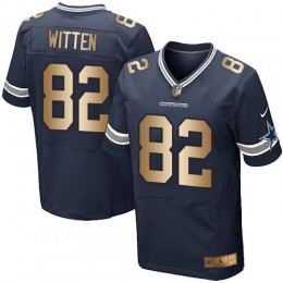 Dallas Cowboys #82 Jason Witten Navy Blue Team Color Men's Stitched NFL Elite Gold Jersey