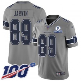 Dallas Cowboys #89 Blake Jarwin Gray Men's Stitched With Established In 1960 Patch NFL Limited Inverted Legend 100th Season Jersey