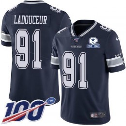 Dallas Cowboys #91 L.P. Ladouceur Navy Blue Team Color Men's Stitched With Established In 1960 Patch NFL 100th Season Vapor Untouchable Limited Jersey