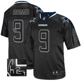 Dallas Cowboys #9 Tony Romo Lights Out Black Men's Stitched NFL Elite Autographed Jersey