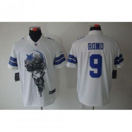 Dallas Cowboys #9 Tony Romo White Men's Stitched NFL Helmet Tri-Blend Limited Jersey
