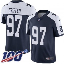 Dallas Cowboys #97 Everson Griffen Navy Blue Thanksgiving Men's Stitched NFL 100th Season Vapor Throwback Limited Jersey